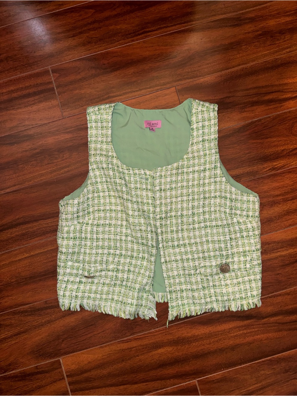 Women’s Green Tweed Vest -